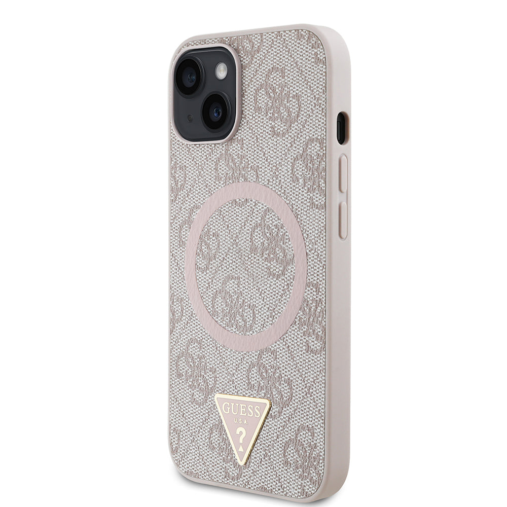 Guess iPhone 14 Orjinal Lisanslı M-safe Şarj Özellikli PU Üçgen Logo 4G Desenli Kılıf Guess iPhone 14 Orjinal Lisanslı M-safe Şarj Özellikli PU Üçgen Logo 4G Desenli Kılıf